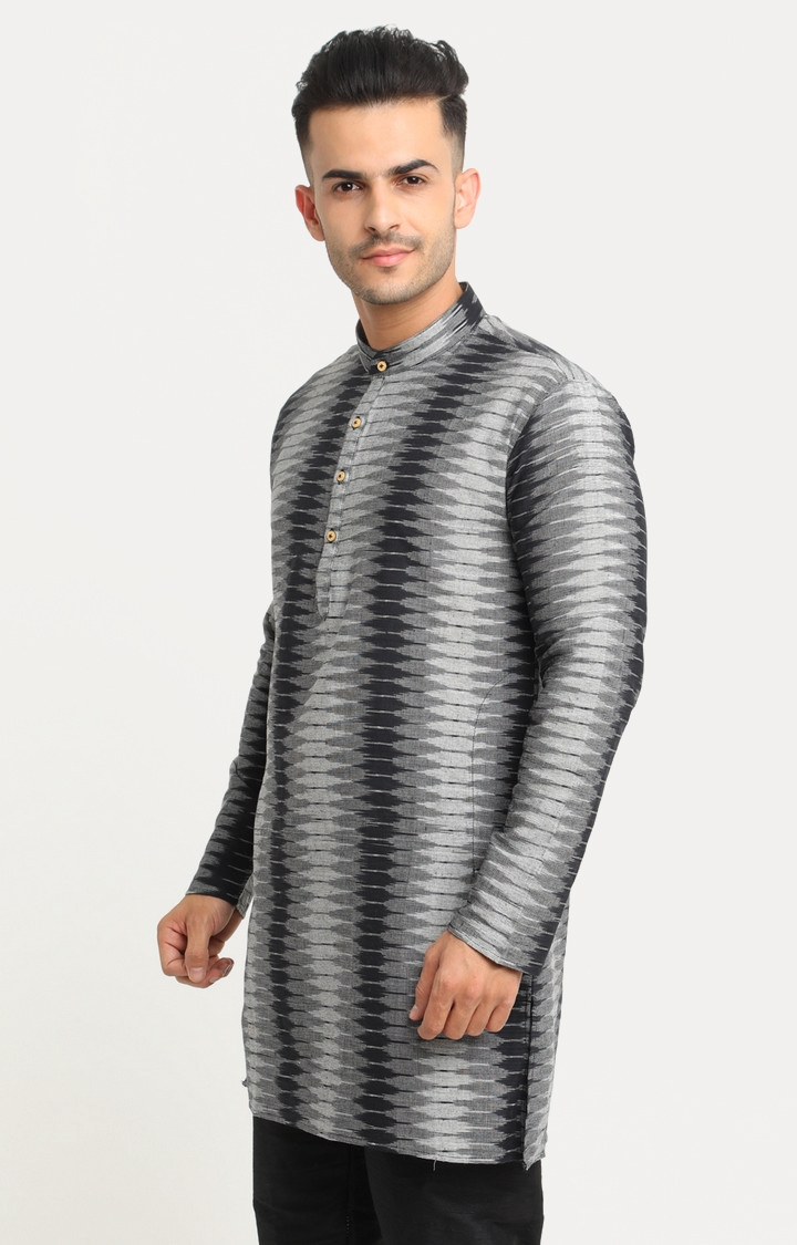 Showoff | SHOWOFF Men's Full Sleeve Regular Fit Self Design Grey Kurta 2