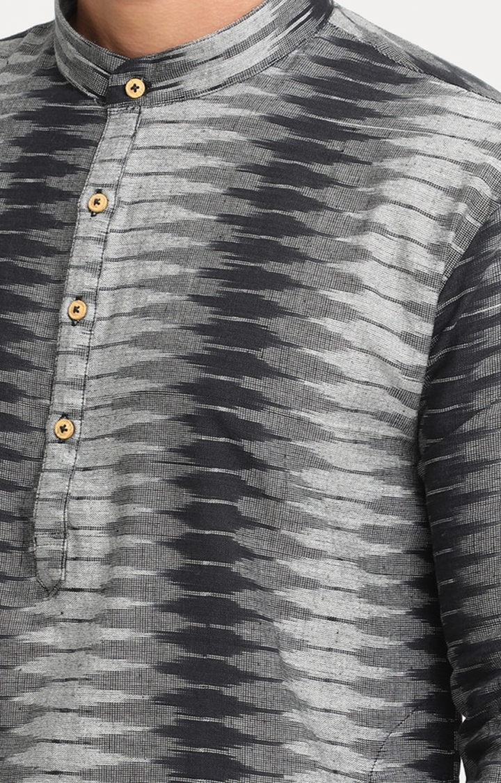 Showoff | SHOWOFF Men's Full Sleeve Regular Fit Self Design Grey Kurta 4