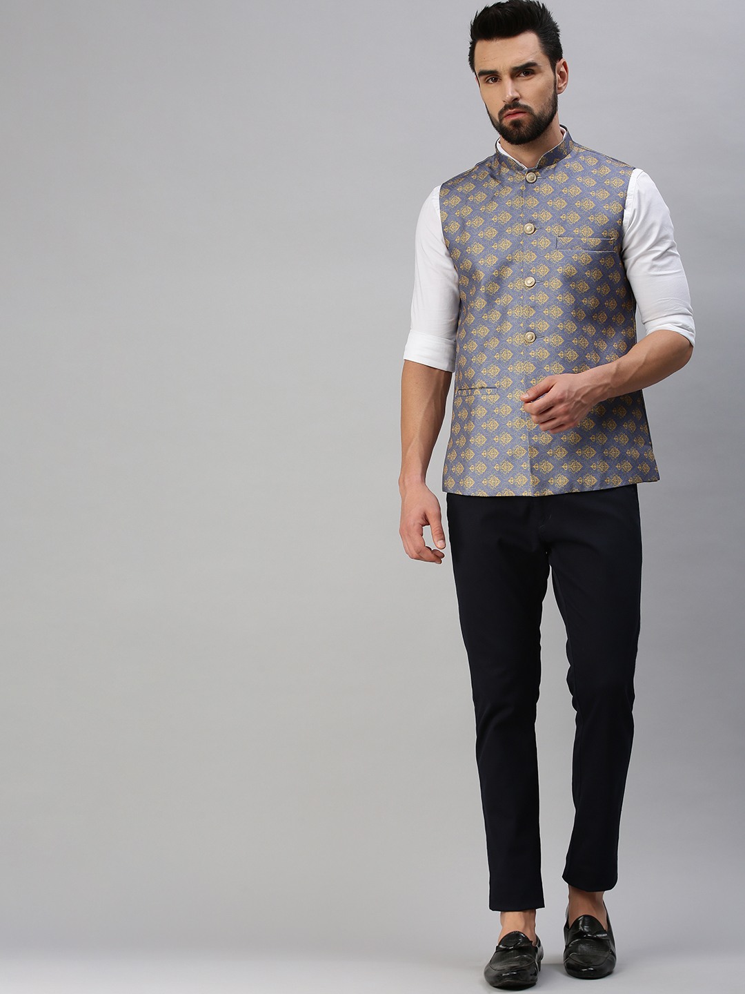 SHOWOFF Men Ethnic Printed Nehru Jacket