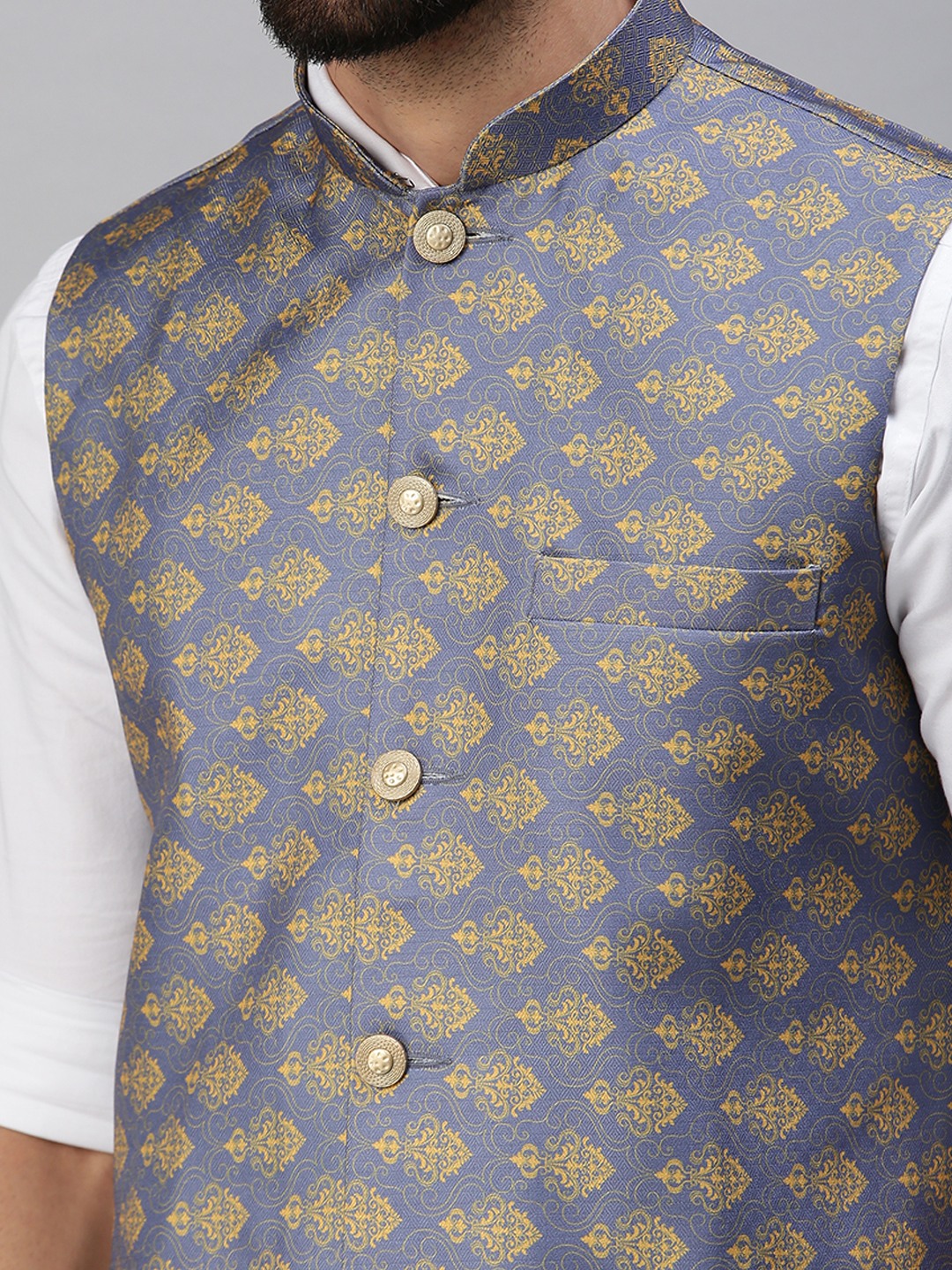 SHOWOFF Men Ethnic Printed Nehru Jacket