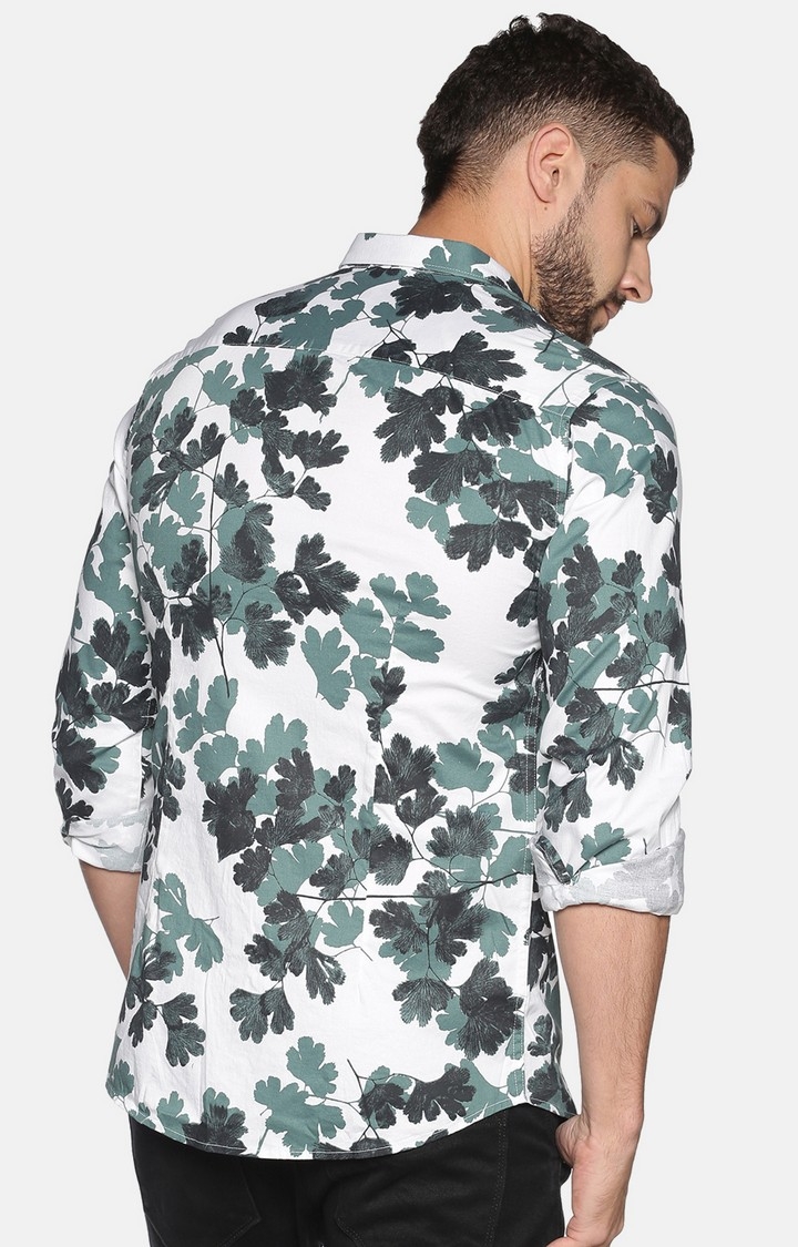 Showoff | SHOWOFF Men's Casual Green Printed Slim Fit Shirt 2