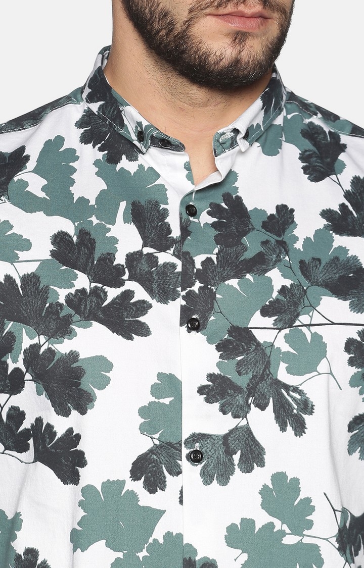 Showoff | SHOWOFF Men's Casual Green Printed Slim Fit Shirt 4