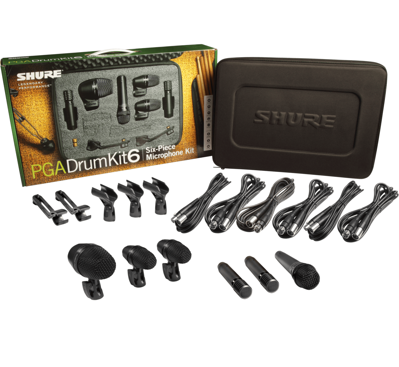 Shure PGADRUMKIT6 6-Piece Wired Drum Microphone Kit for Live and Studio