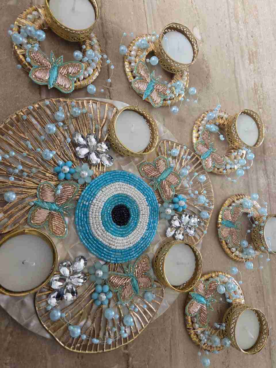 Mother Of Pearls Evil Eye Rangoli