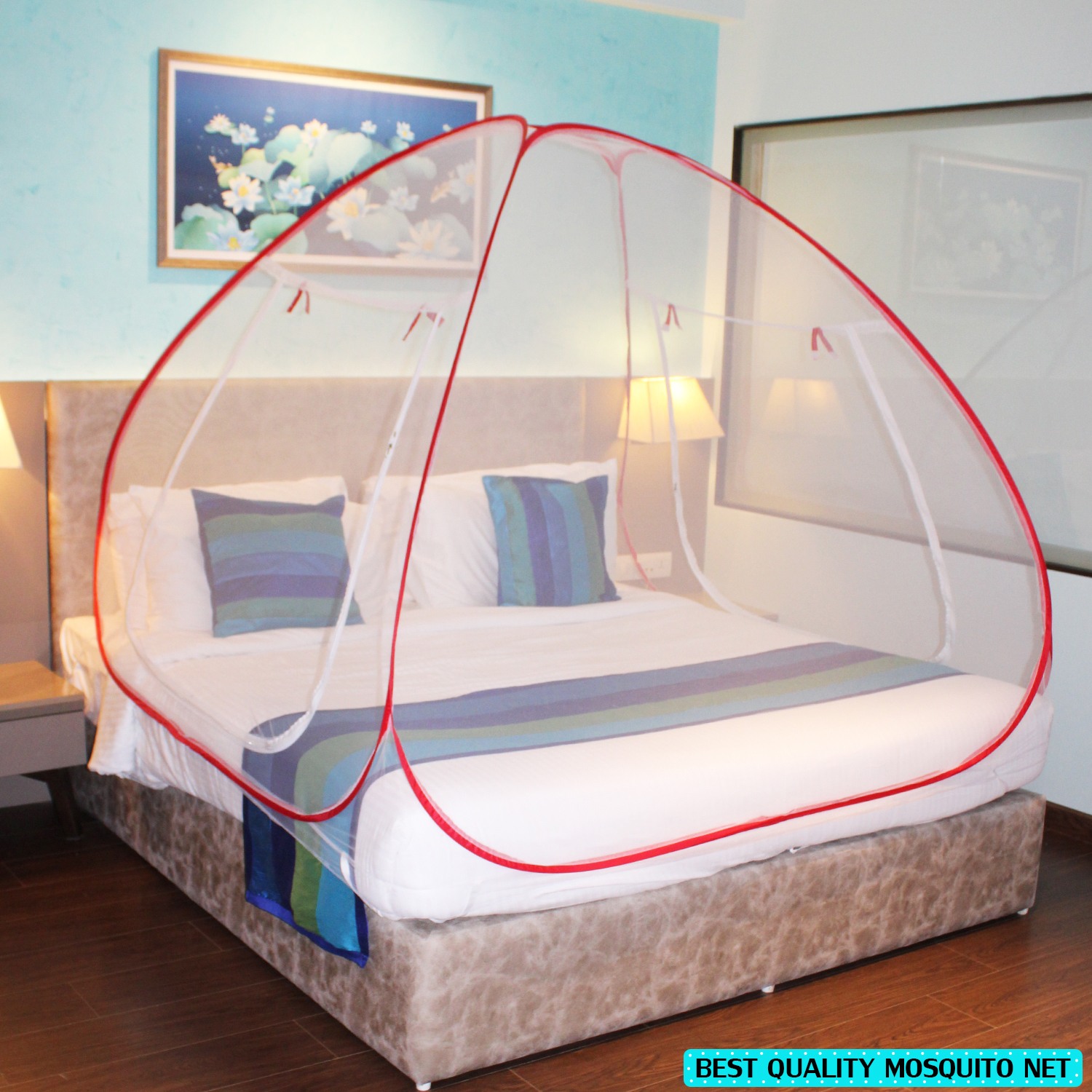 Red Mosquito Net Foldable Double Bed Net King Size