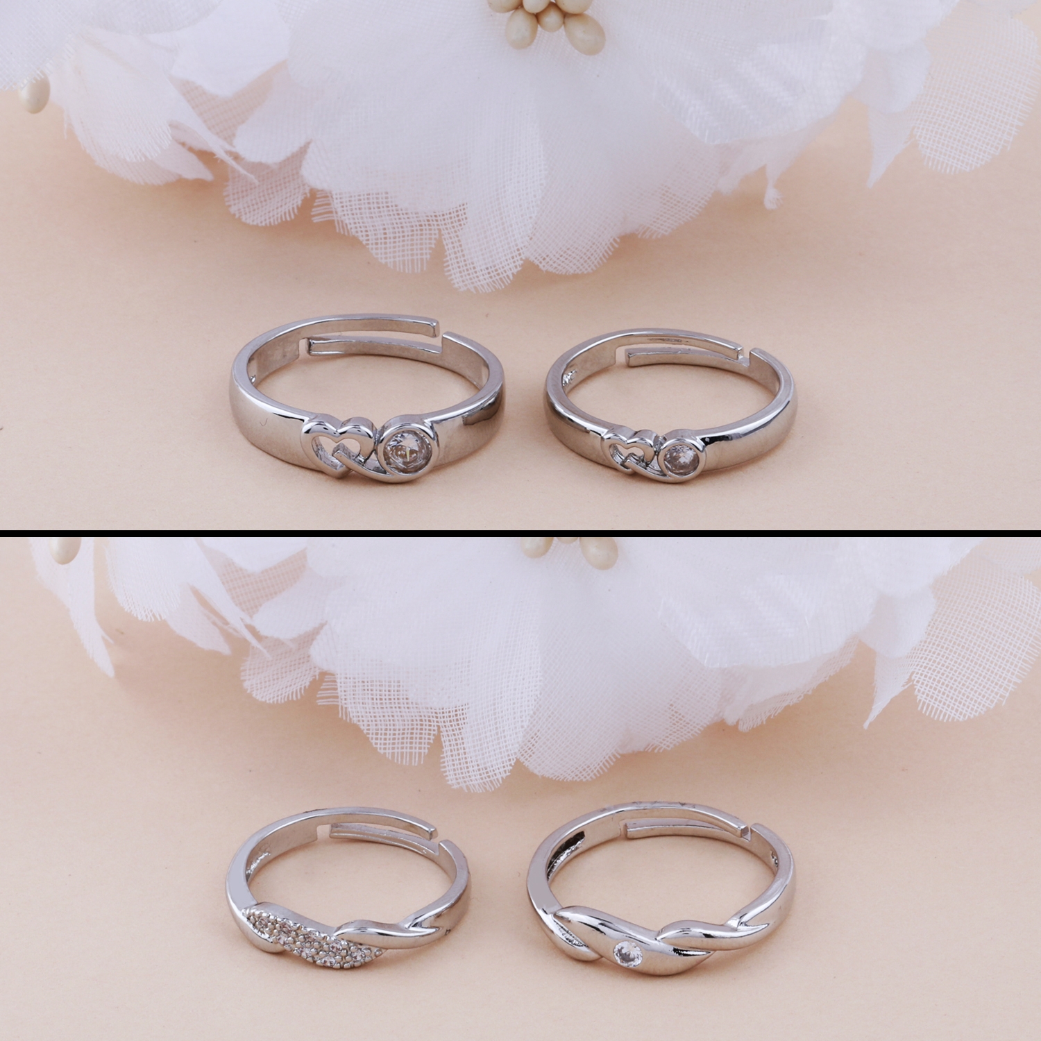 SUMANYA Endless love silver couple rings for husband and wife ring  adjustable Alloy Ring Price in India - Buy SUMANYA Endless love silver  couple rings for husband and wife ring adjustable Alloy