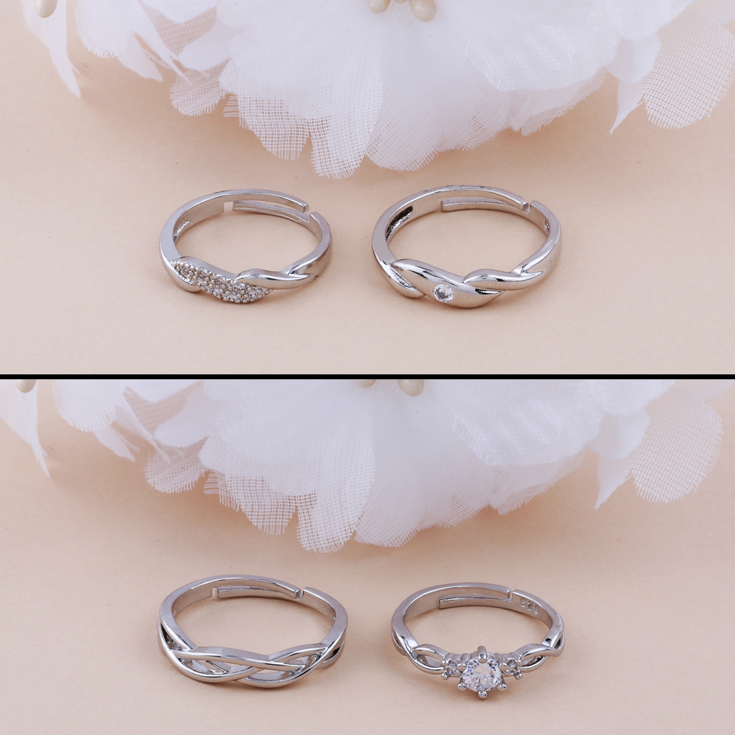 Double Flowers Fresh Adjustable Opening Sterling Silver Ring only $15.99  -ByGoods.com | Silver ring designs, Silver bracelet designs, Silver jewelry  fashion