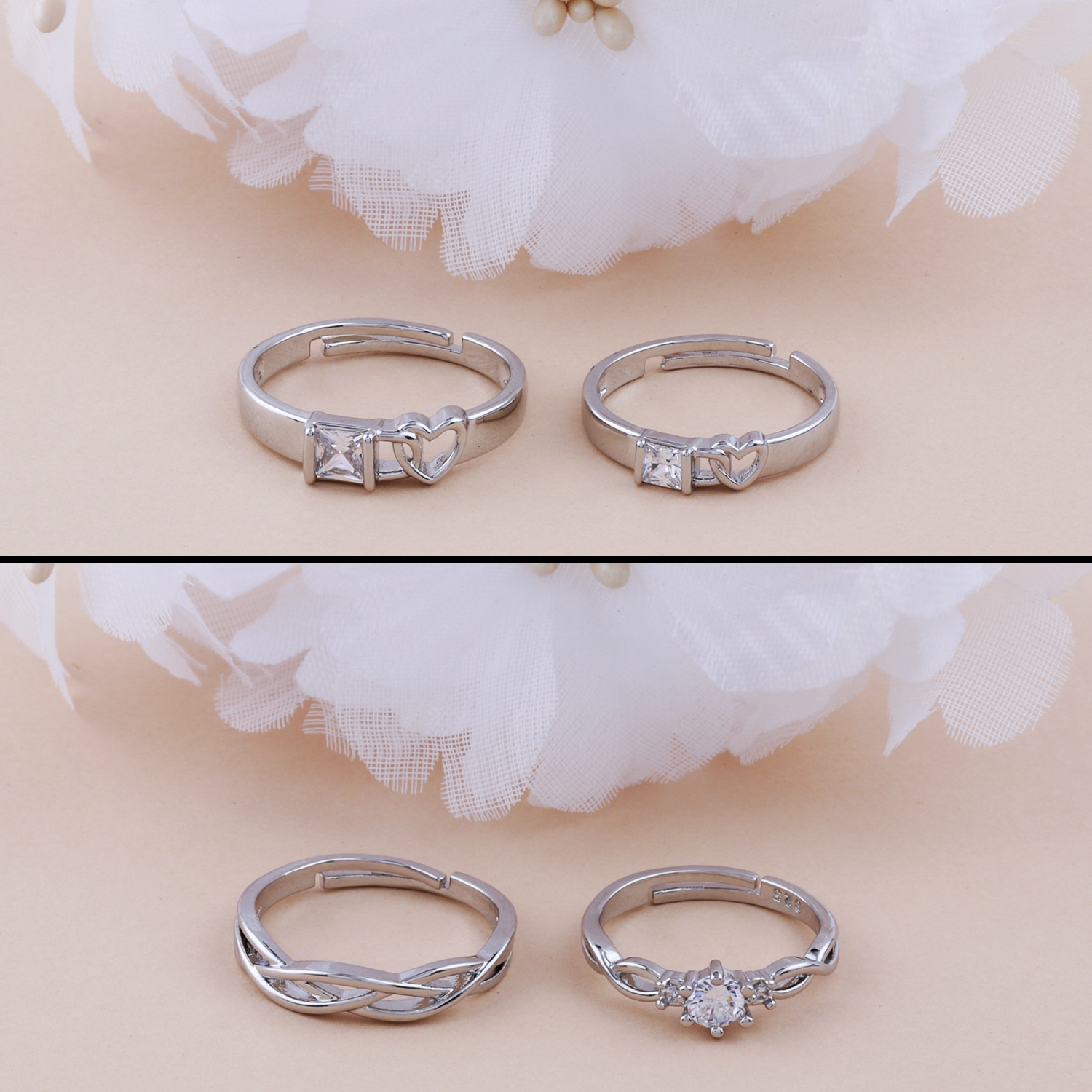 BlueShine Adjustable Couple Ring for lovers in Silver valentine gift  proposal Finger Rings Alloy Cubic Zirconia Silver Plated Ring Set Price in  India - Buy BlueShine Adjustable Couple Ring for lovers in