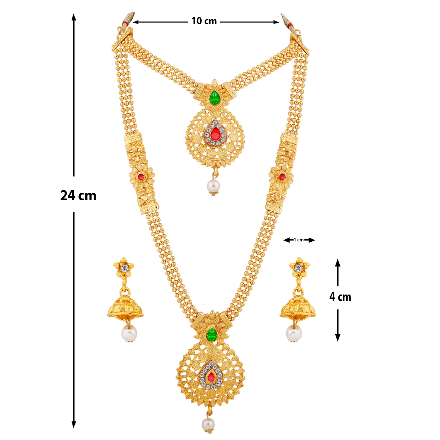 SILVER SHINE |  Gold Plated Traditional Designer Long Jewellery Set For Women 5