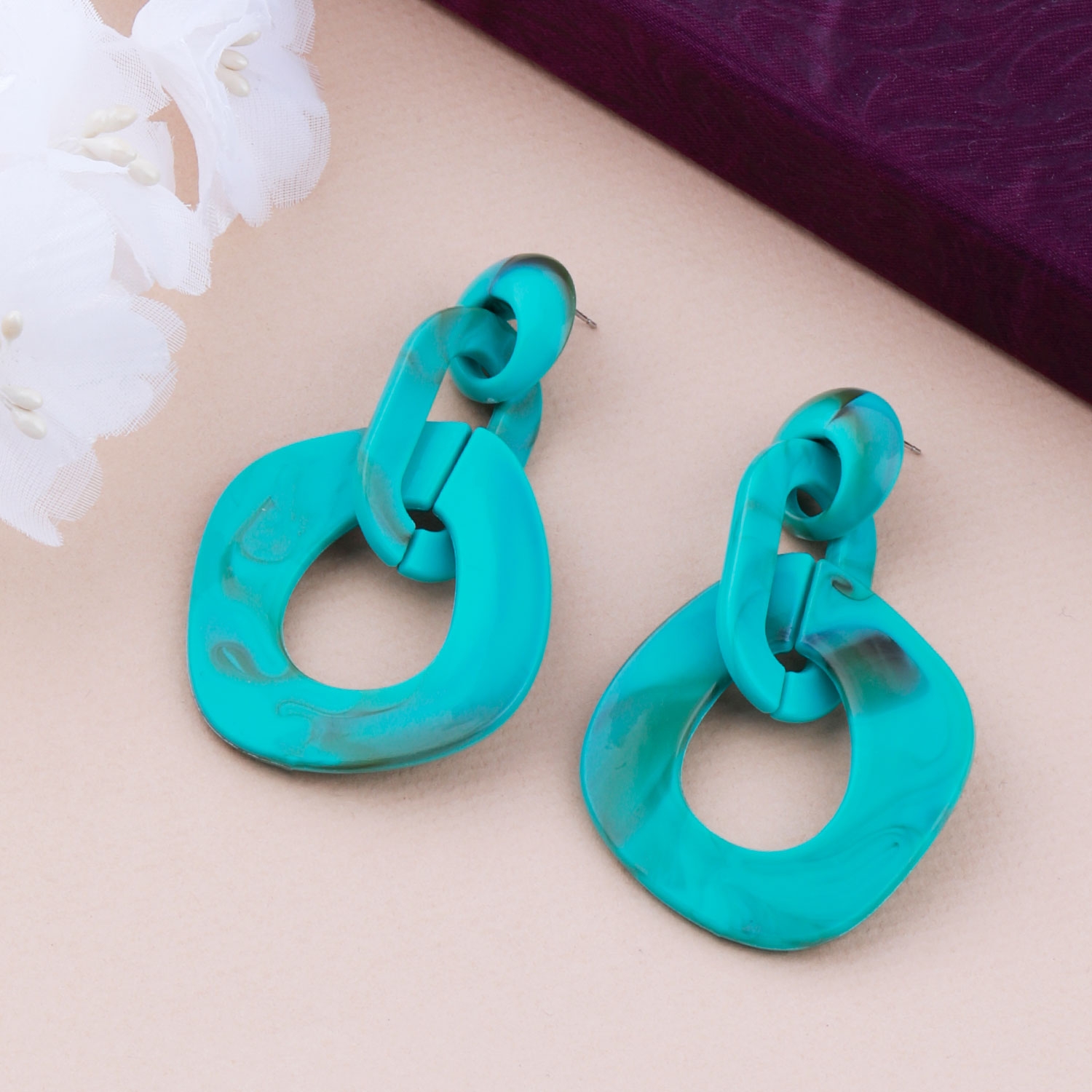 SILVER SHINE |  Elegant Ocean Blue Designer Partywear Earring For Girls And Women Jewellery 1
