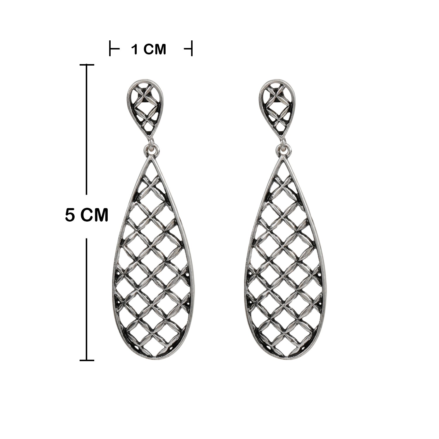  Sensational Silver Jali Design Drop Earrring