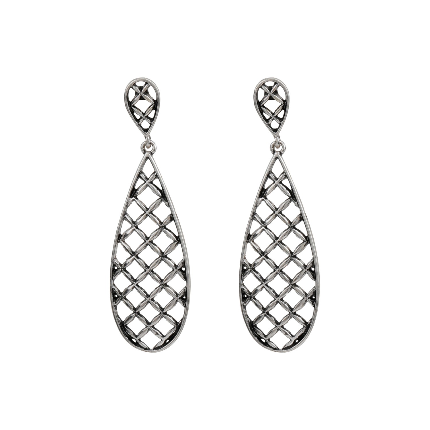  Sensational Silver Jali Design Drop Earrring
