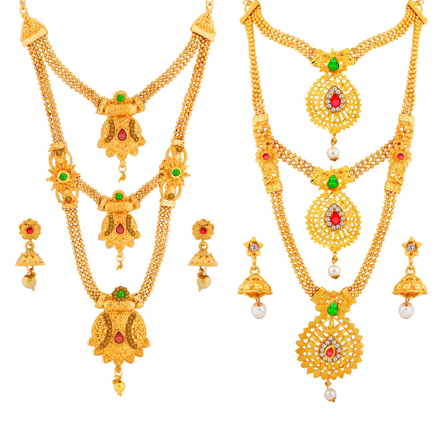  Elegant Stylish Gold Plated Traditional Neckalce Set Jewellery Set For Women Girls 