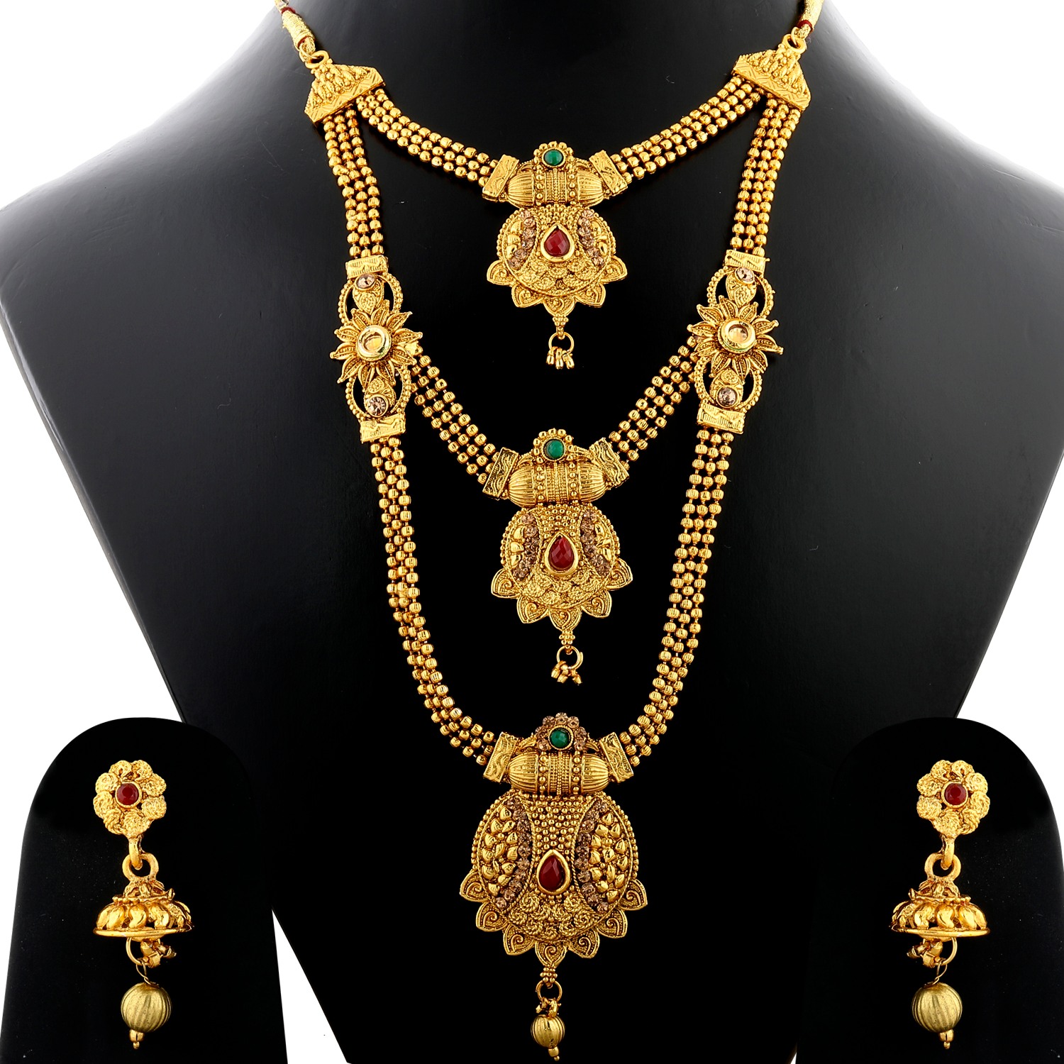 Elegant Stylish Gold Plated Traditional Neckalce Set Jewellery Set For Women Girls 