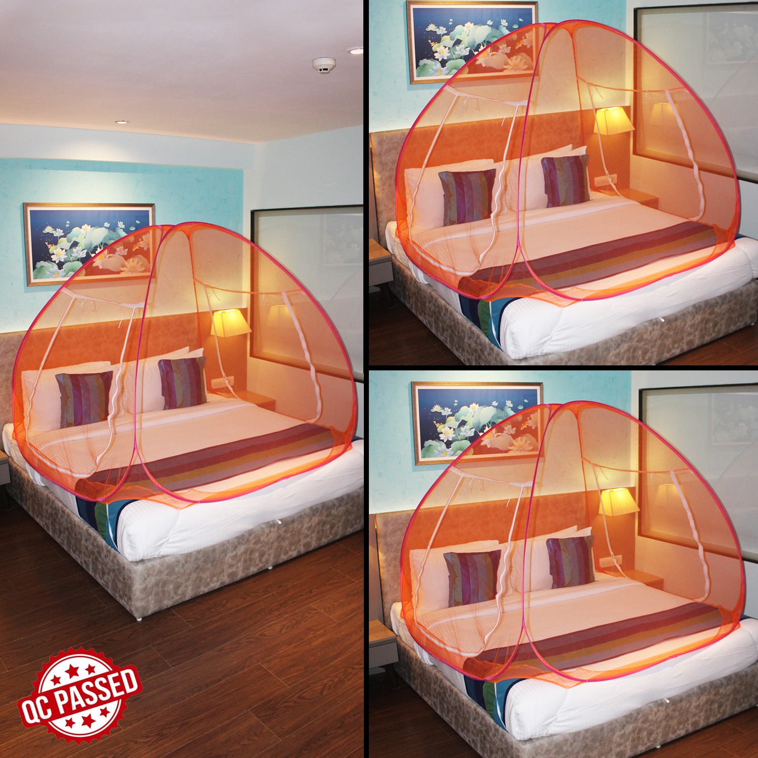 Mosquito Net Orange And Pink Foldable Double Bed Net King Size