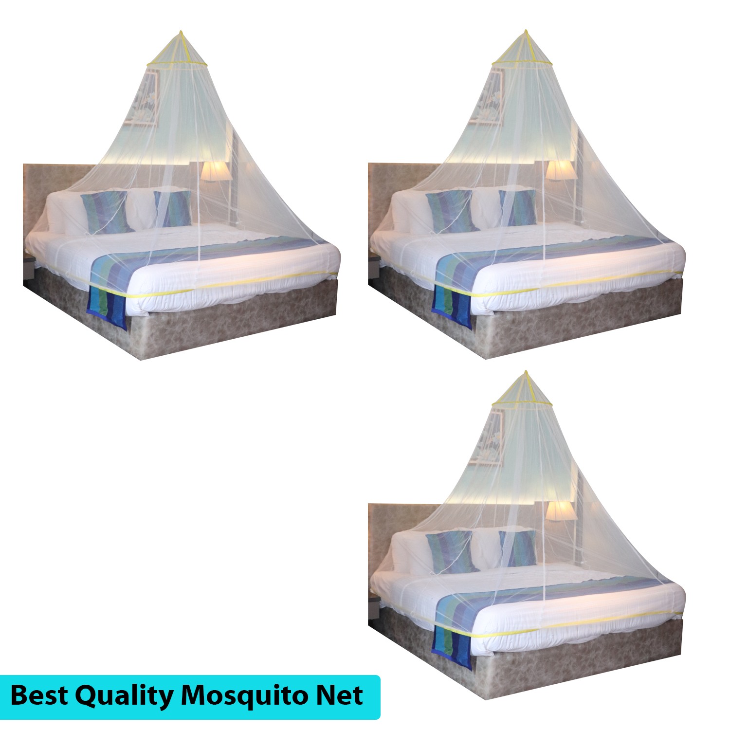 Mosquito Net for Double Bed, KingSize, Round Ceiling Hanging Foldable