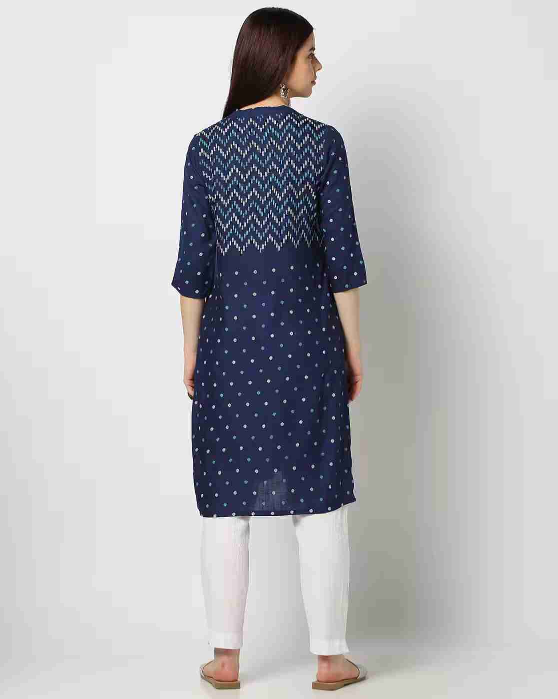 SIYAHI | Women Chevron Print Straight Kurta|2