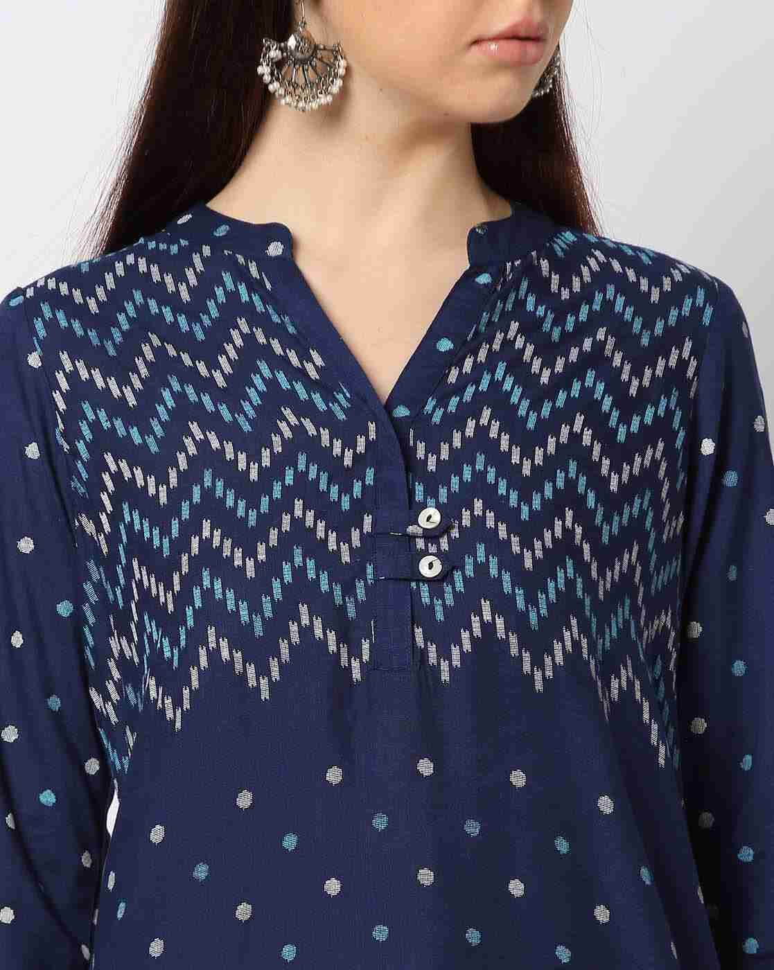 SIYAHI | Women Chevron Print Straight Kurta|4
