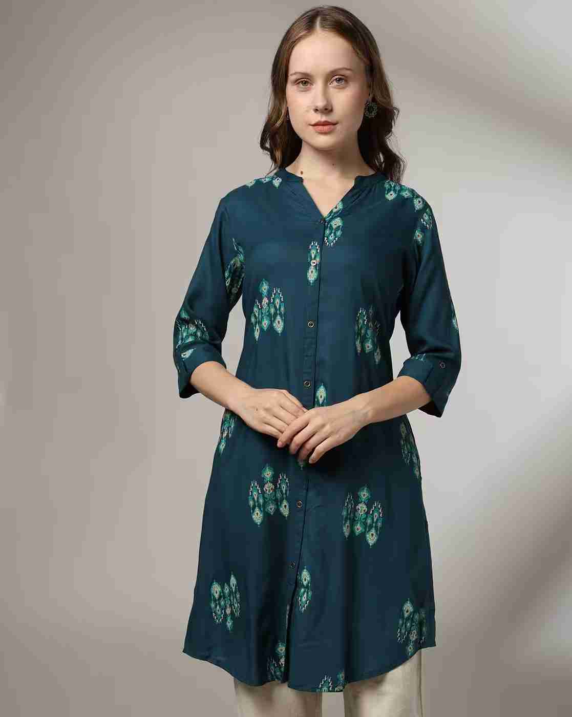 SIYAHI | Women Block Print A-Line Kurta|0