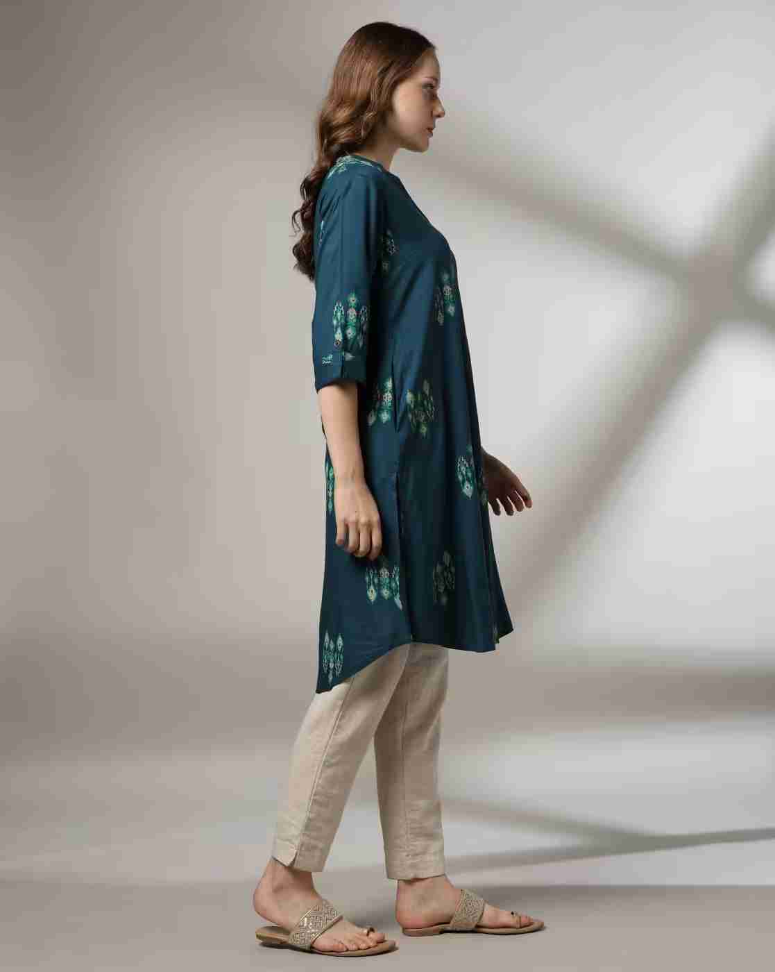 SIYAHI | Women Block Print A-Line Kurta|1