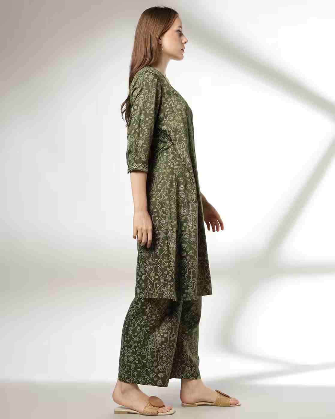 SIYAHI | Women Floral Print Angrakha Kurta|1