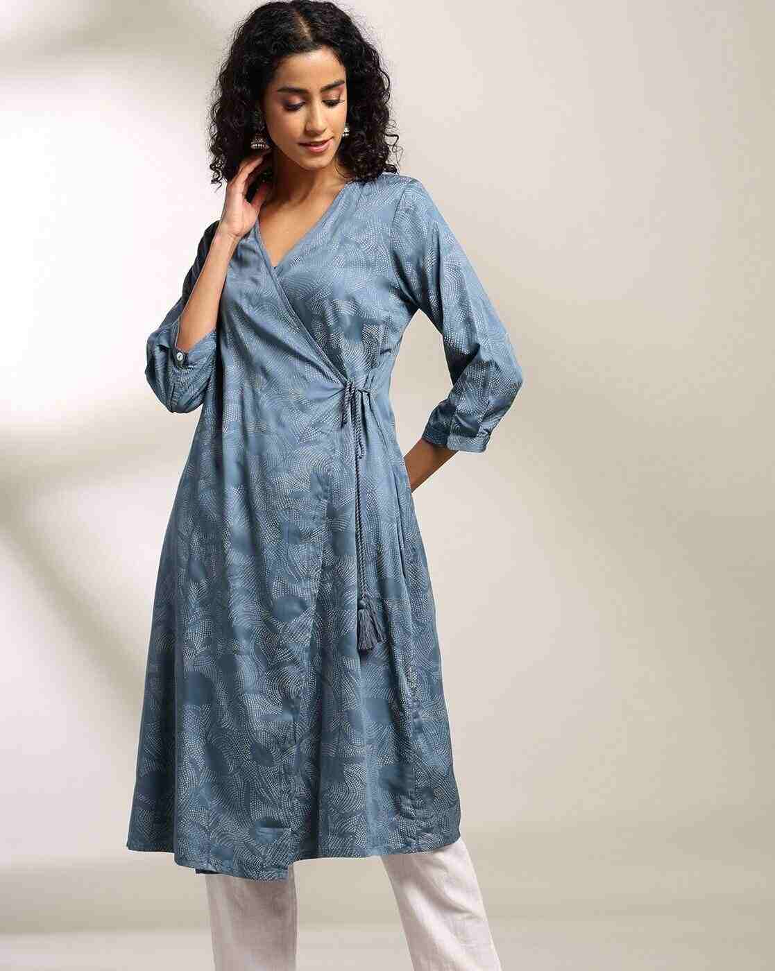 SIYAHI | Women Printed Angrakha Kurta|0