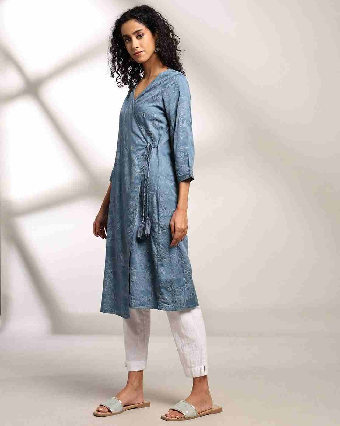 SIYAHI | Women Printed Angrakha Kurta|1