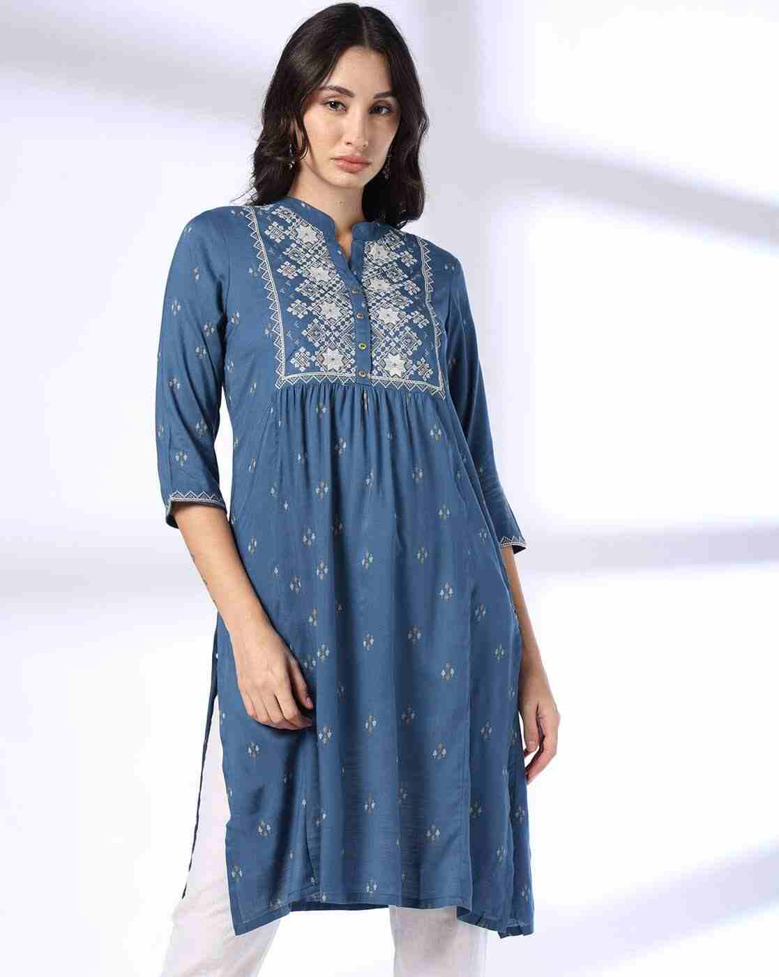 SIYAHI | Women Embroidered Straight Kurta|0