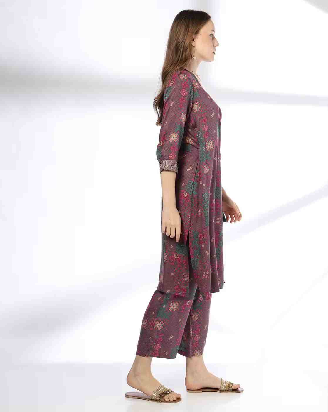 SIYAHI | Women Printed Overlap Front Straight Kurta