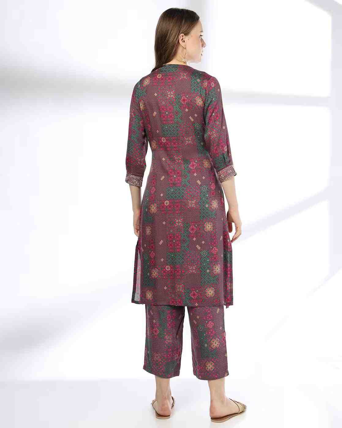 SIYAHI | Women Printed Overlap Front Straight Kurta|2