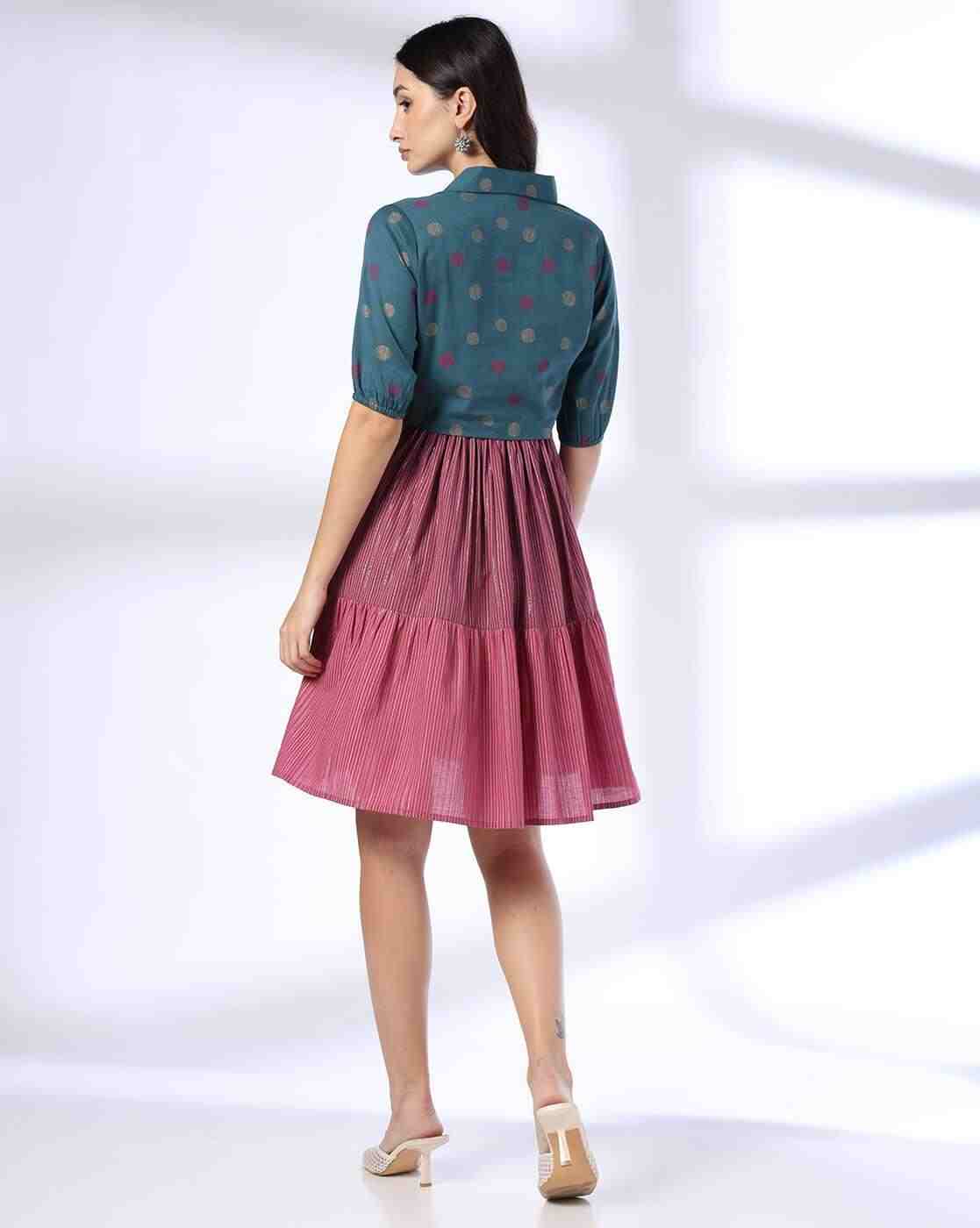 SIYAHI | Women Striped Tiered Dress with Jacket|2