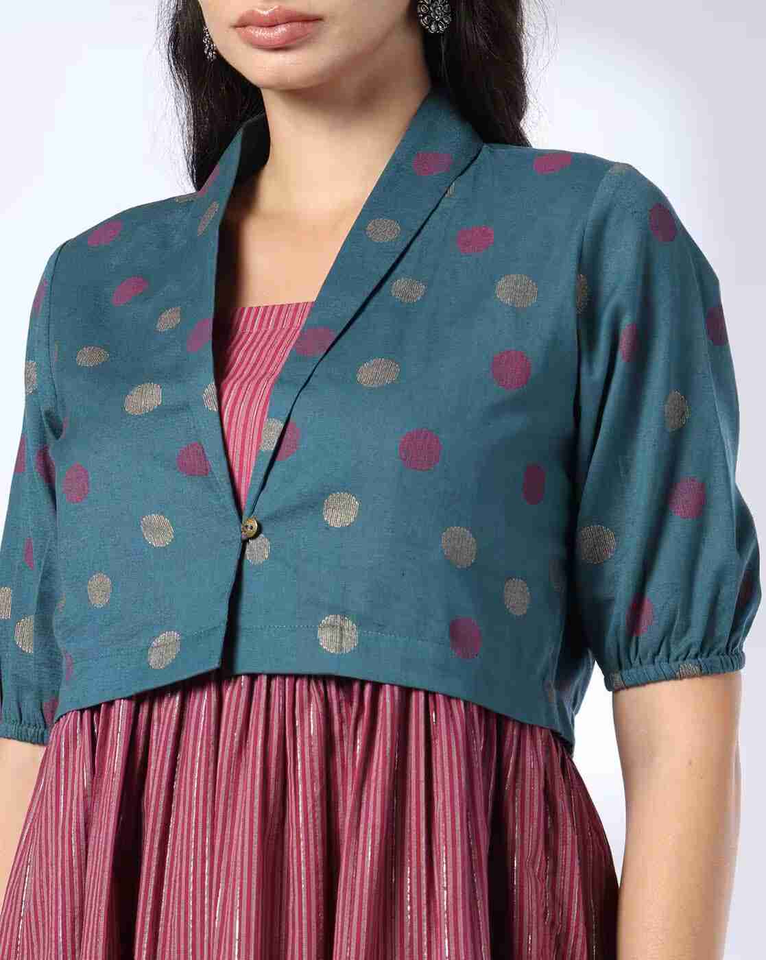 SIYAHI | Women Striped Tiered Dress with Jacket|4
