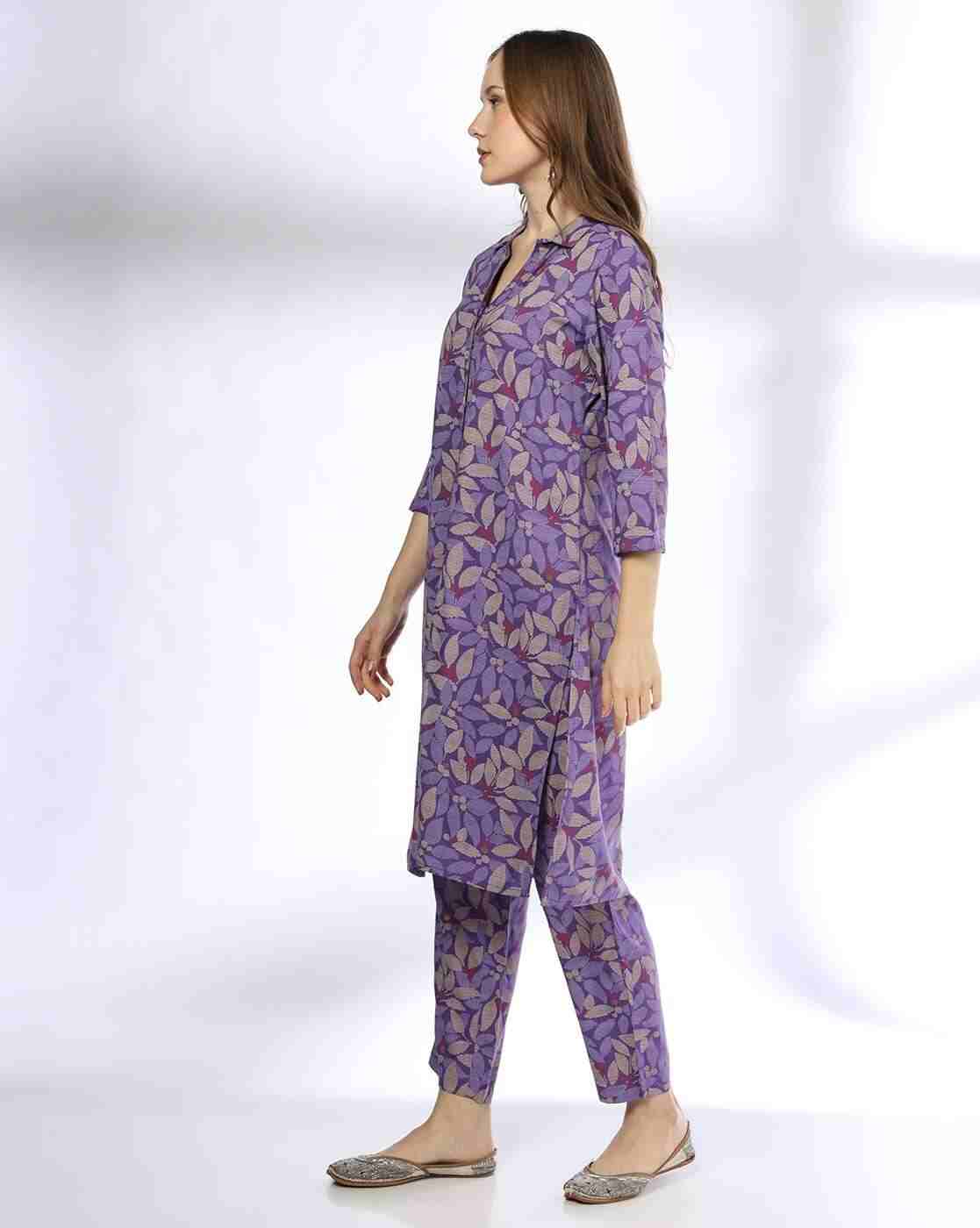 SIYAHI | Women Leaf Print Straight Kurta Suit Set|1