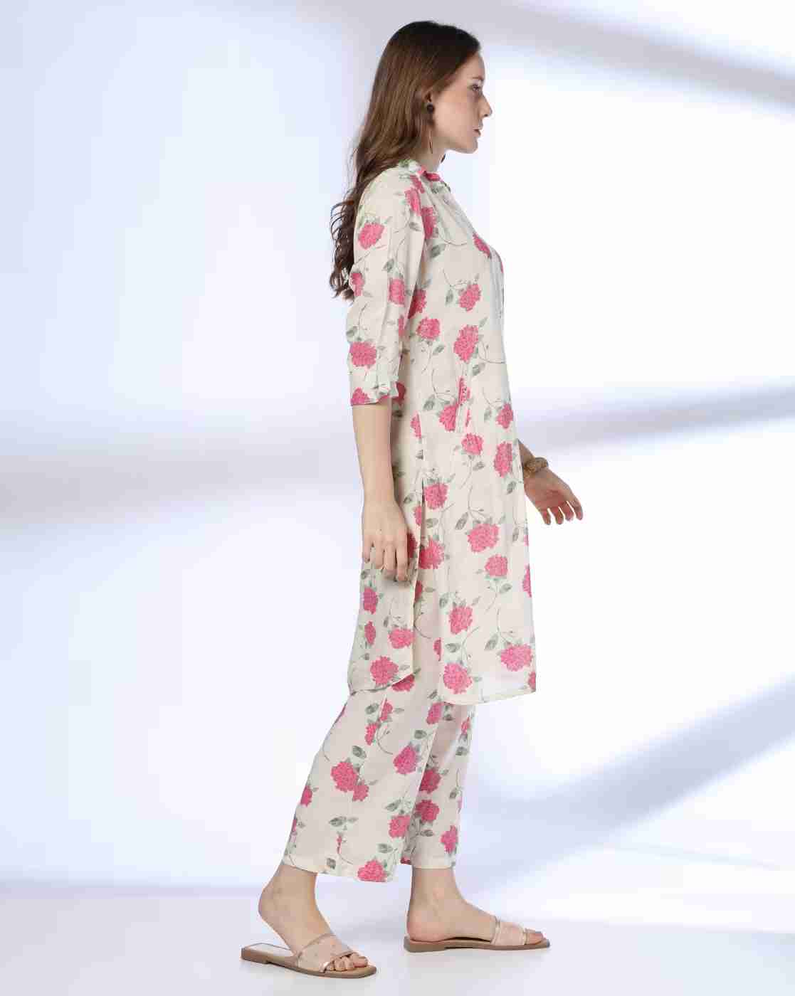 SIYAHI | Women Floral Print Straight Kurta with Palazzos|1