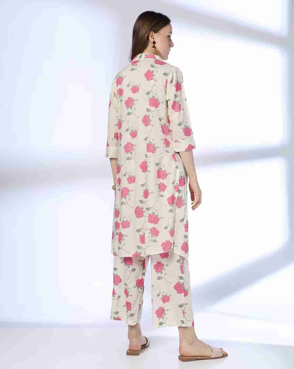 SIYAHI | Women Floral Print Straight Kurta with Palazzos|2