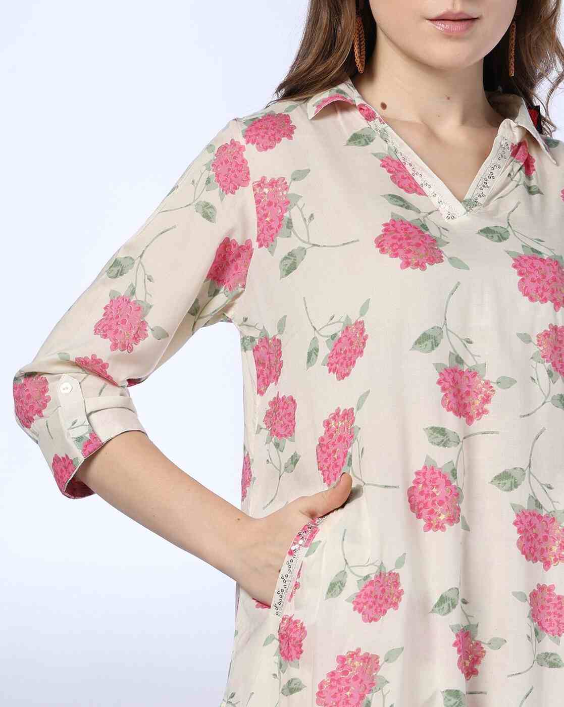 SIYAHI | Women Floral Print Straight Kurta with Palazzos|3