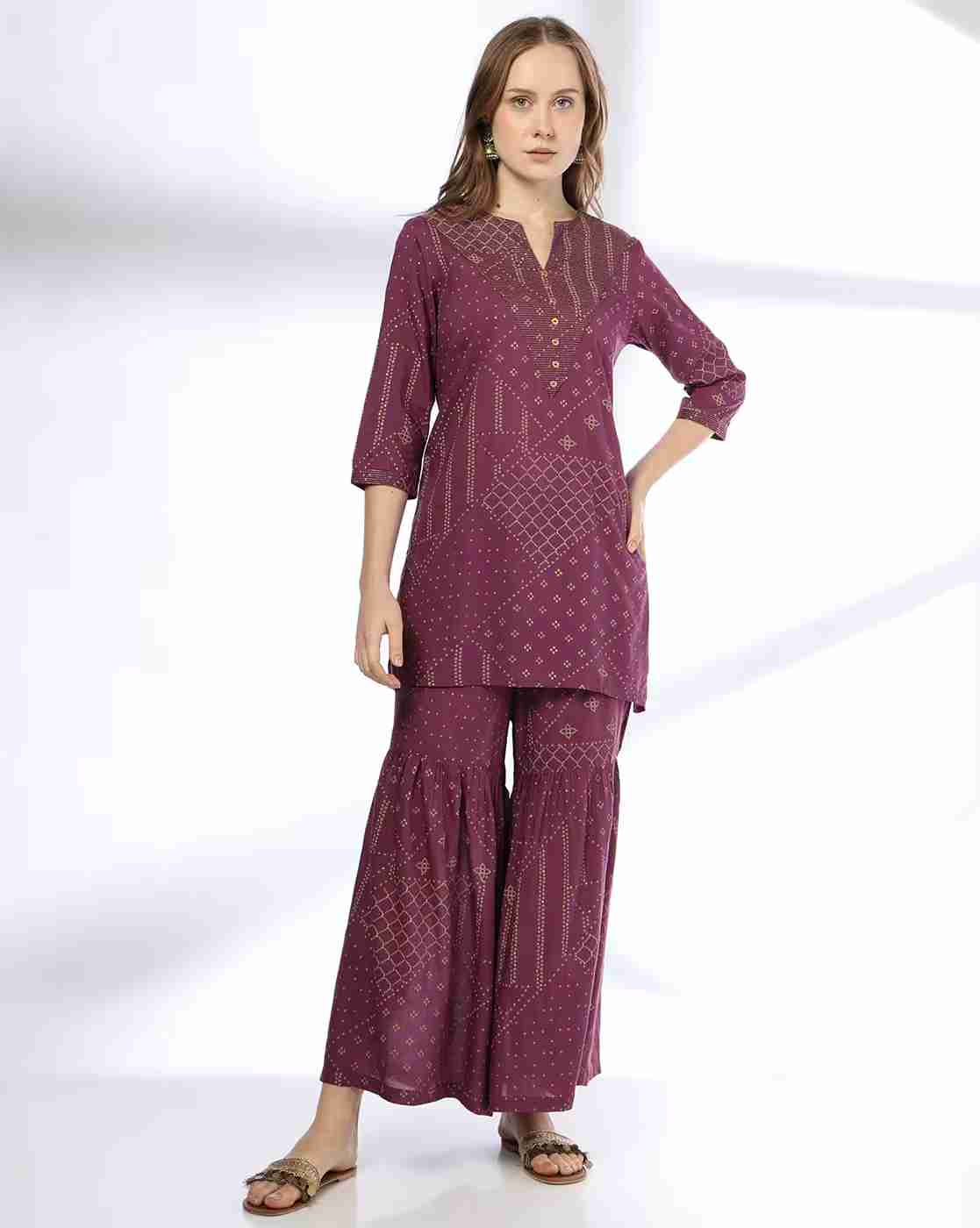 SIYAHI | Women Bandhani Print Straight Kurta Suit Set|0