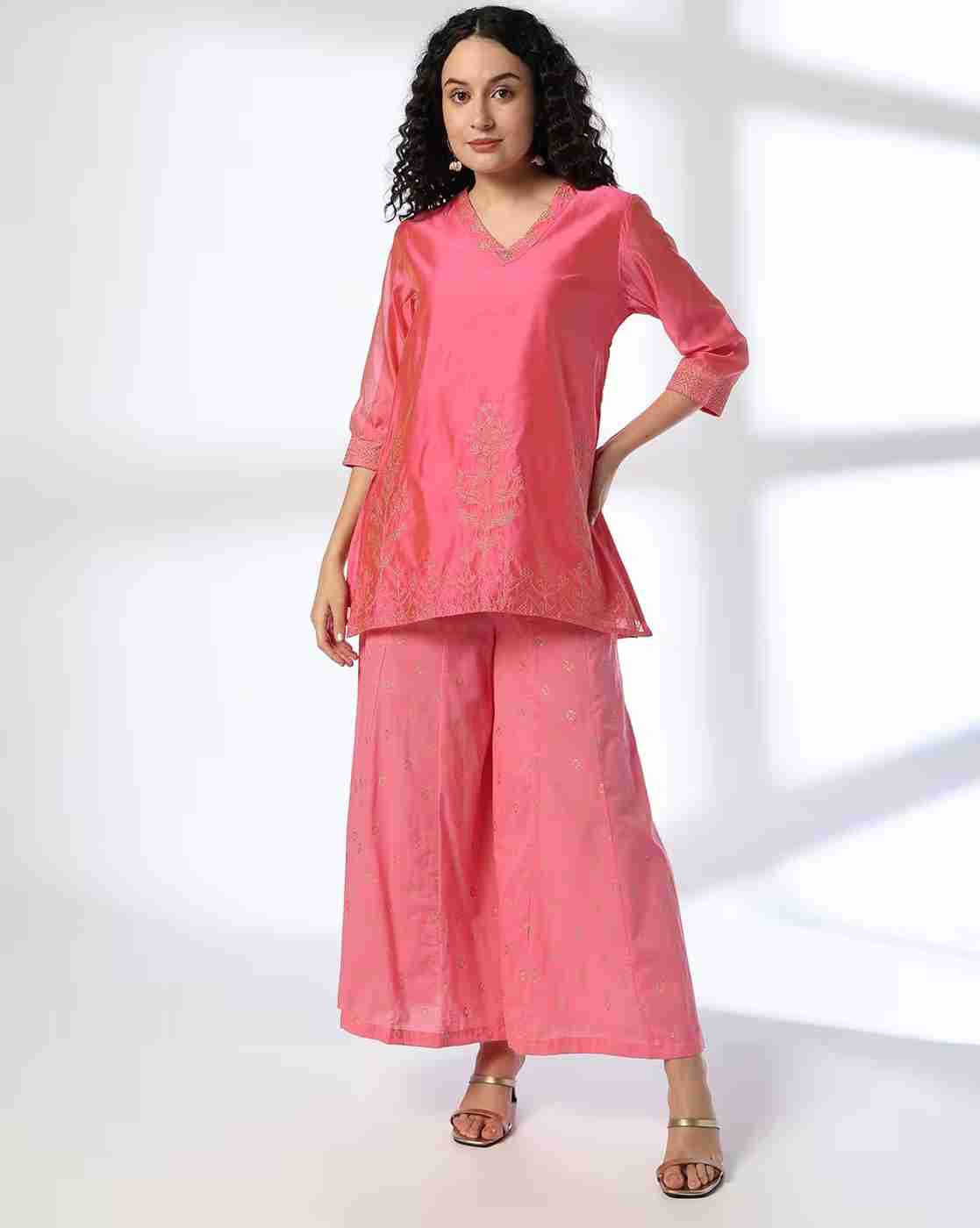 SIYAHI | Women Embroidered Kurta with Palazzos|0