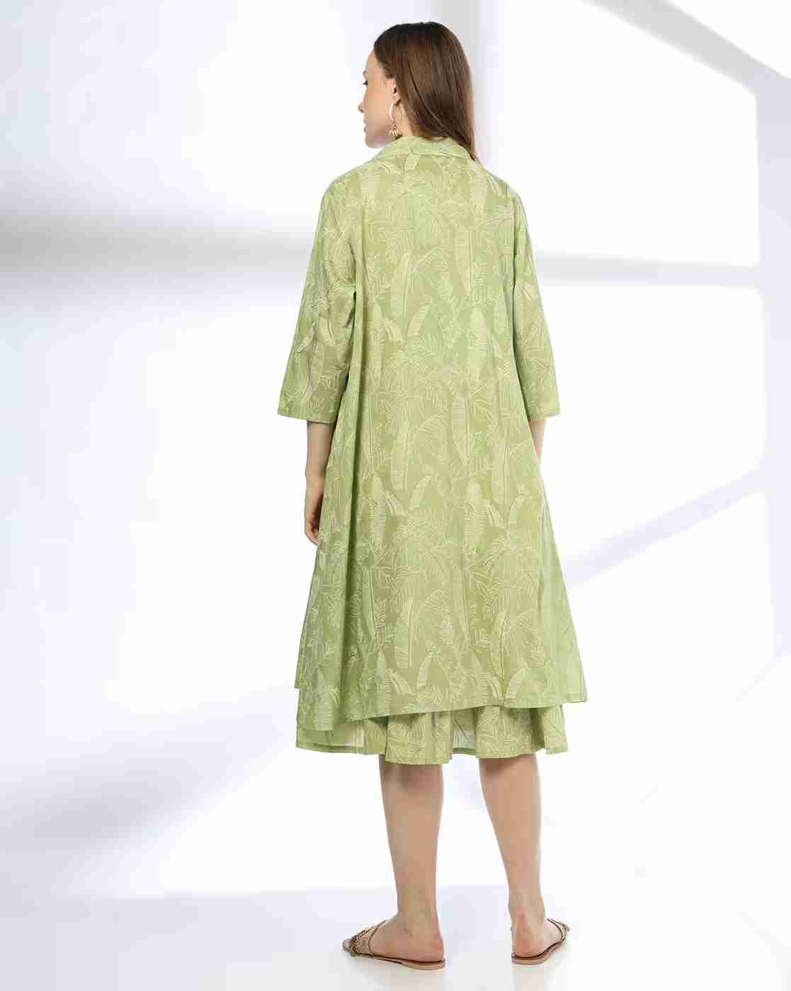 SIYAHI | Women Leaf Print Tiered Dress|2
