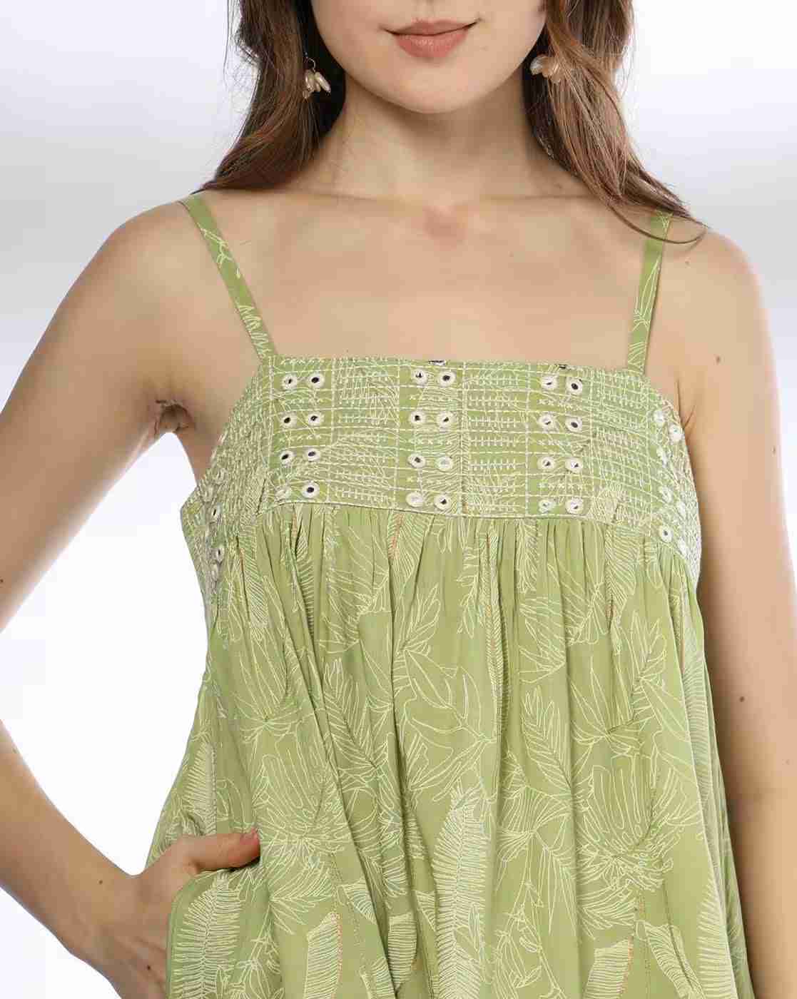 SIYAHI | Women Leaf Print Tiered Dress|4