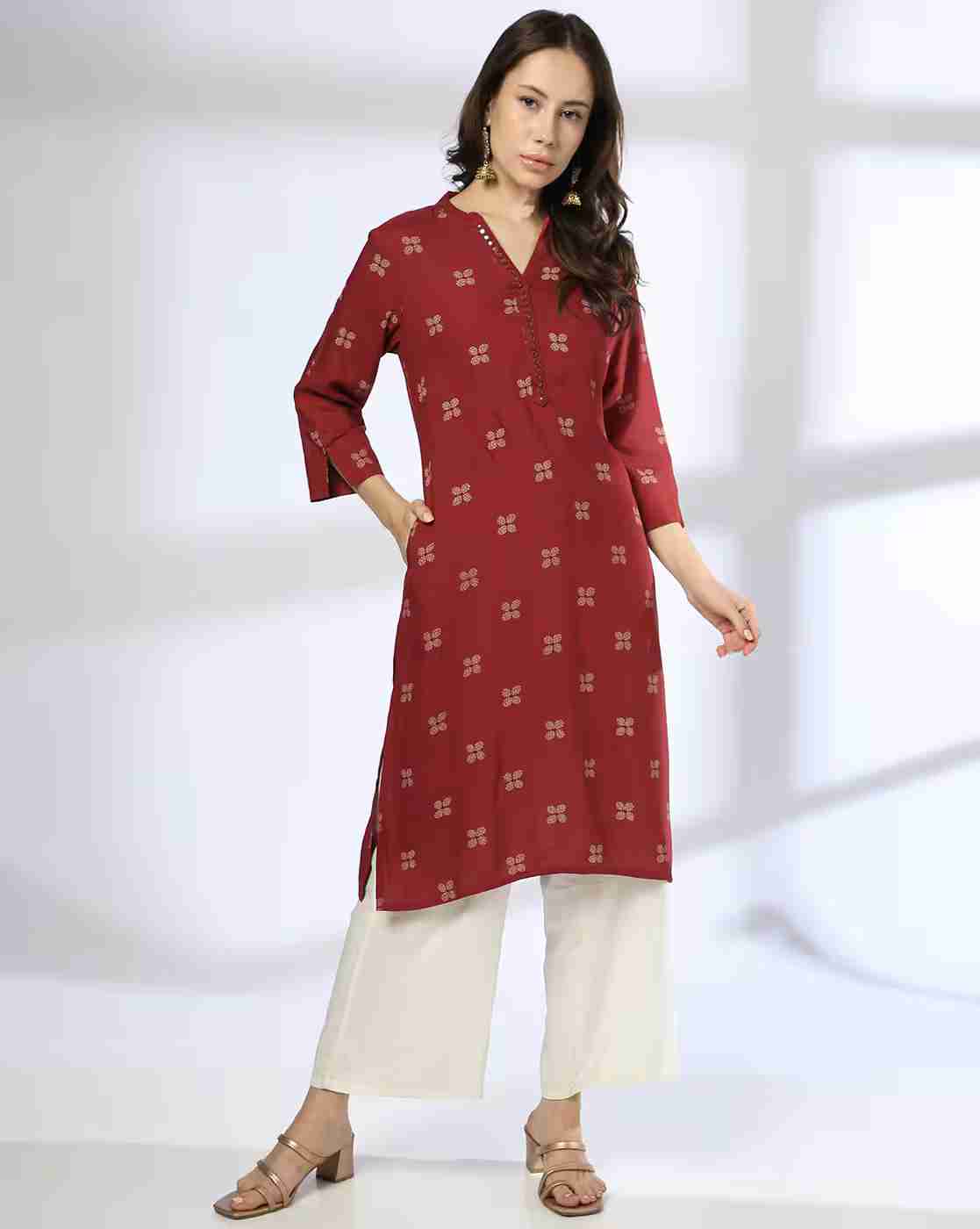 SIYAHI | Women Floral Print Straight Kurta|0