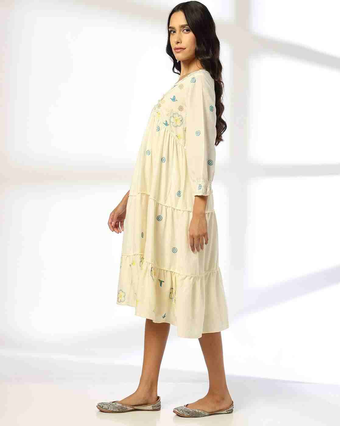 SIYAHI | Women Embroidered Tiered Dress|1