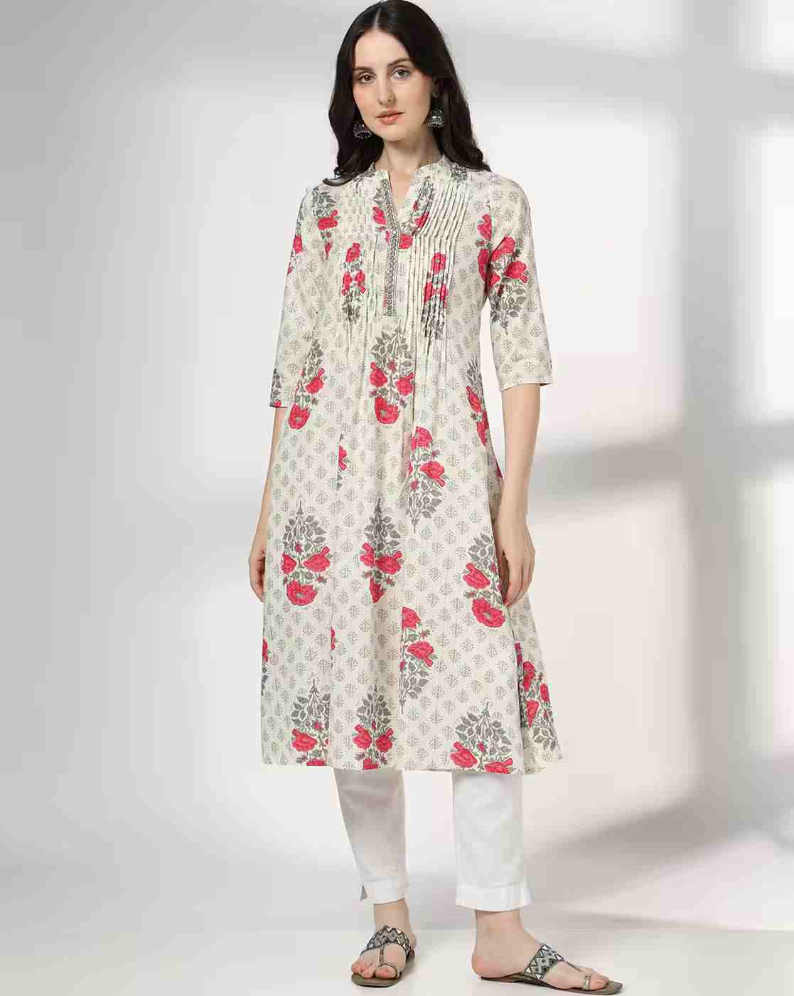 SIYAHI | Women Floral Print A-Line Kurta|0