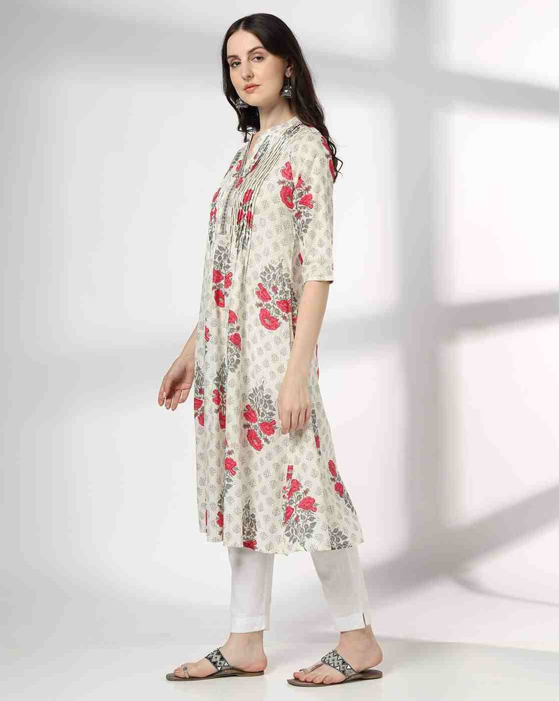 SIYAHI | Women Floral Print A-Line Kurta|1