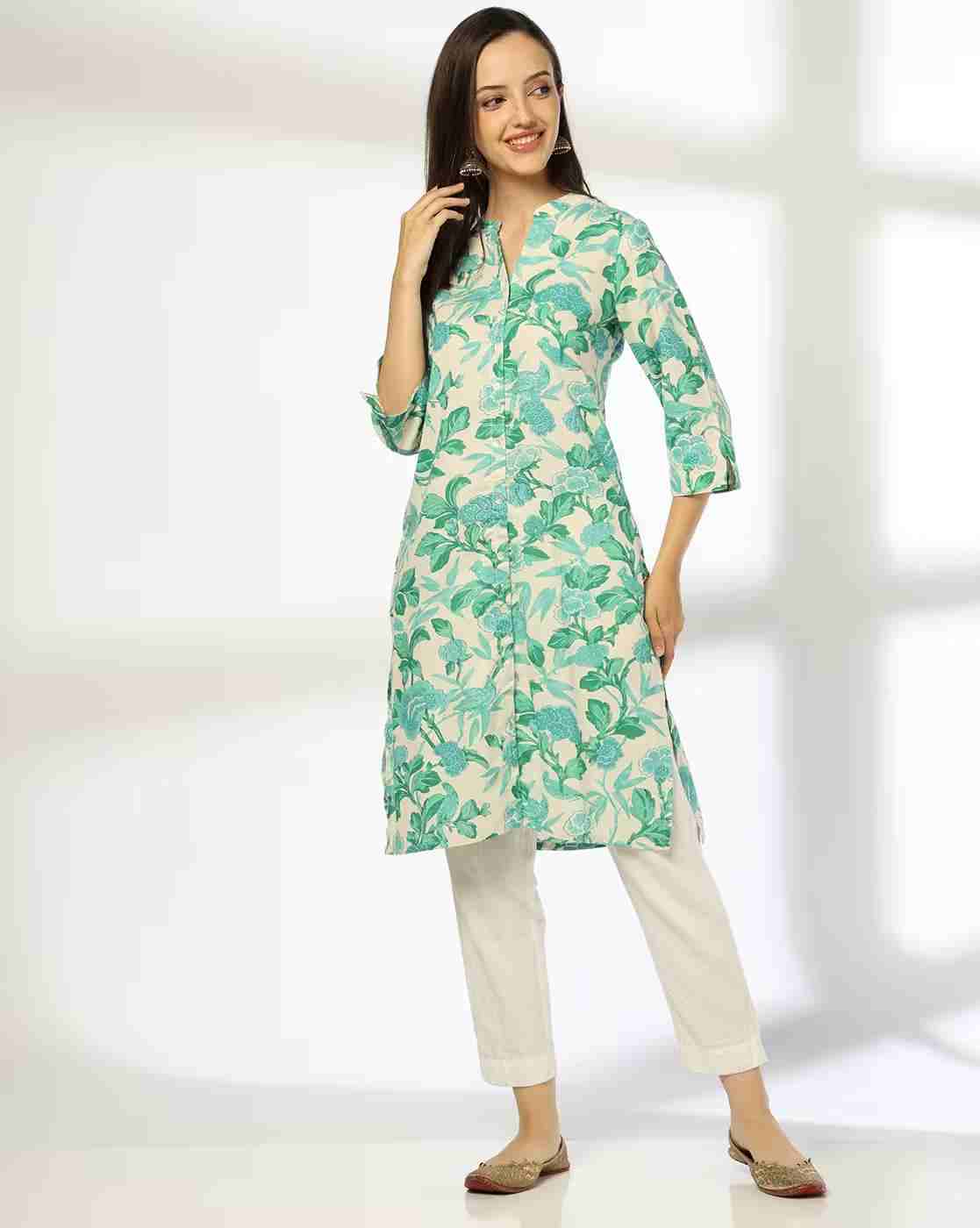 SIYAHI | Women Floral Print Straight Kurta with Insert Pocket|0