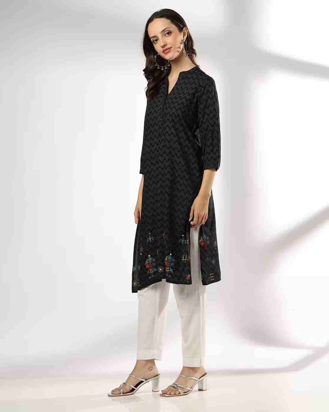 SIYAHI | Women All-Over Print Straight Kurta|1