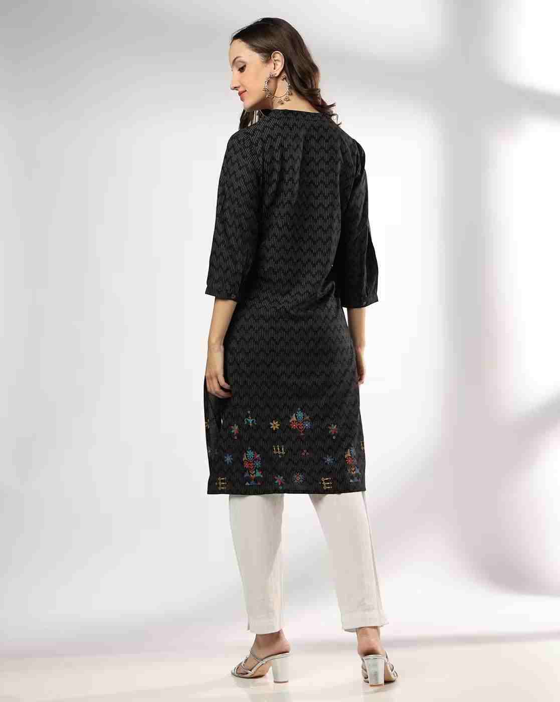 SIYAHI | Women All-Over Print Straight Kurta|2
