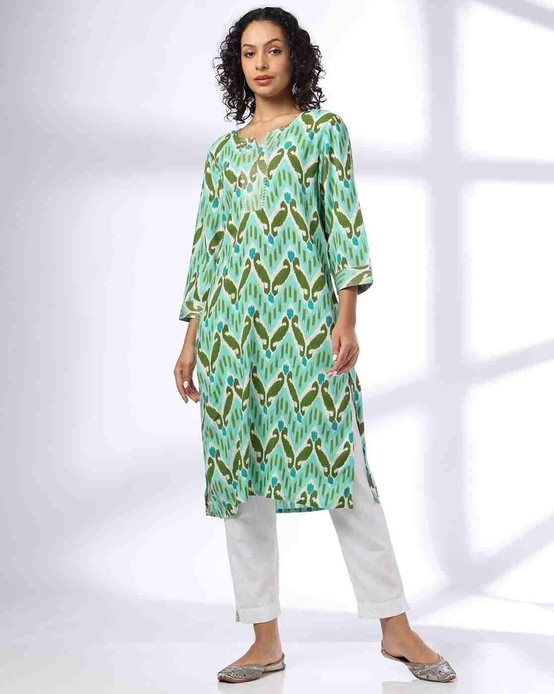 Women Ikat Print Straight Kurta