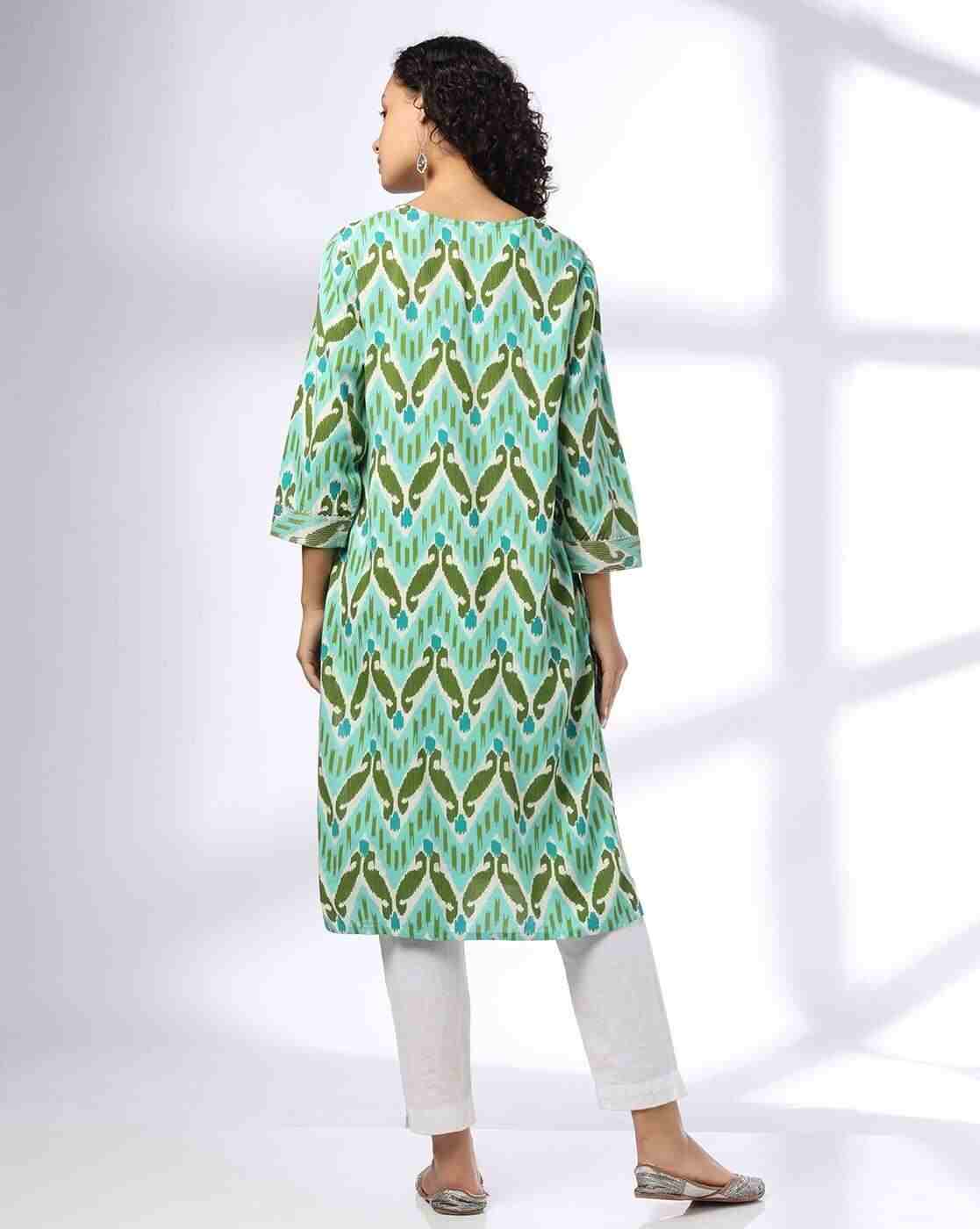 SIYAHI | Women Ikat Print Straight Kurta|2