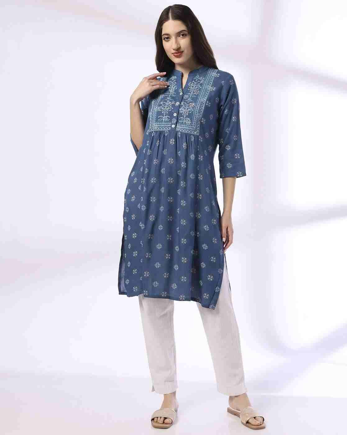 SIYAHI | Women Geometric Print Straight Kurta|0